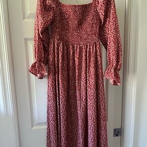 Elegant Red Floral Women's Dress